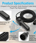Premium 5 Pin Winch Remote Control Switch Cable For Badland Electric Winches 5000 Lb 9000 Lb And 12000 Lb Series Models detailing specifications.