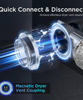 Magnetic Dryer Vent Coupling Kit With Quick Connect And Self Aligning Magnets showing instant connection