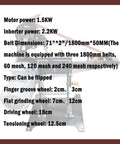 Heavy Duty Belt Sander Grinder With Variable Speed Setup And Real Deal Copper Motor, Knockout Bench Top Sander specifications and features.