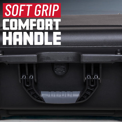 Titan Series Waterproof Utility Case With Diced Foam Insert showing soft grip comfort handle.