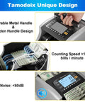 Smart Money Counter Machine For Cash Bills With UV MG IR Counterfeit Detection And LCD Display showing detailed features