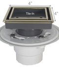 Tile In Shower Drain Kit In Gold With Marine 316 Stainless Steel Frame And ABS Base Lagos Veil Line Includes Hair Strainer And Key