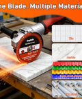 Tough As Nails Brazed Diamond Cutting Discs For Angle Grinders Smashes Right Thru Tile And Metal Giving Smooth Precision Cuts Every Single Time 4 1/2 Inch Diameter 7/8 Inch Arbor 6 Pack on multi-material cutter with sparks.