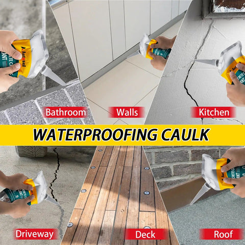 Heavy Duty Concrete Crack Filler And Cement Repair Paste With Self Leveling Formula being used in various locations like bathroom and driveway.