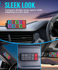 8 Gang Neon Switch Panel With Backlit Silicone Buttons P4 Momentary Toggle Strobe On Off mounted on vehicle dashboard