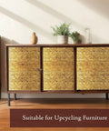 Gold Peel And Stick Wallpaper 24 By 78 Inches, metallic contact paper on cabinet, luxury home decor, waterproof vinyl.