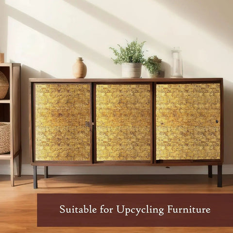 Gold Peel And Stick Wallpaper 24 By 78 Inches, metallic contact paper on cabinet, luxury home decor, waterproof vinyl.