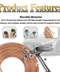 25 Ft Five Sixteenths Inch Brake Line Kit Pro Grade Copper Plated Iron Tubing With Sixteen Inverted Tube Nuts For Car Brake Repair Flexible Five Sixteenths Inch Brake Lines Set shown against car with durability feature.