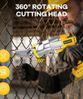 Worker using Cordless 20V Max Metal Shears, Heavy Duty Brushless Cutter For Stainless Steel And Iron with 360-degree head