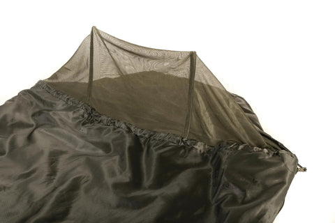 Ultralight Camping Sleeping Bag With Left Or Right Zip Compact Travel Ready Breathable Liner in olive green fabric close-up