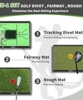 All-In-One Golf Hitting Mats Trainer For Driving, Chipping And Putting with 3 turf options: Divot, Fairway, Rough.
