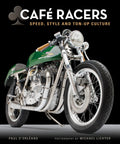 Photo Chronicle Of The Fastest, Most Stylish Motorcycles And Ton Up Culture: A Visual Tour Of Iconic Builds, Rider Attitude, And The Legendary Vintage Racer Era Through History. cafe racer book cover with green custom motorcycle on black background