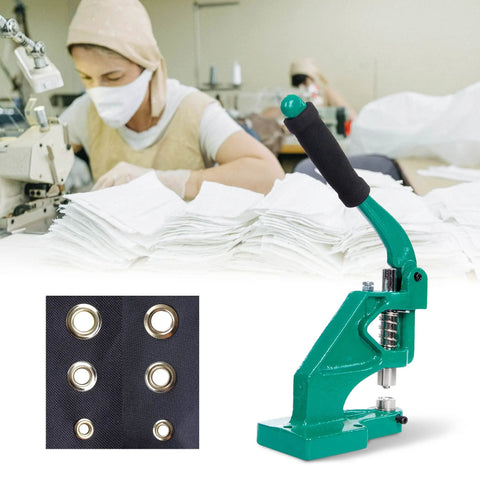 Grommet Tool Kit Hand Punch Press With 3 Die Sizes and 900 Eyelets for fabric use in sewing environment