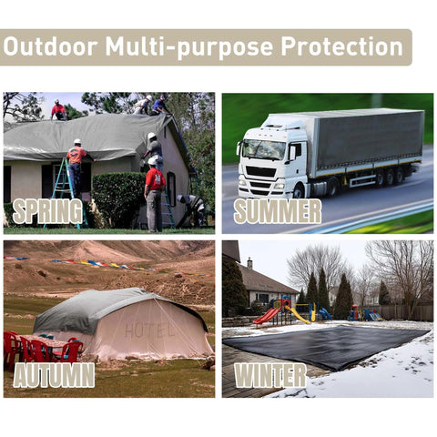 20 By 30 Ft Waterproof Heavy Duty Tarp With Eyelets And Reinforced Edges on house, truck, tent, and playground in four seasons