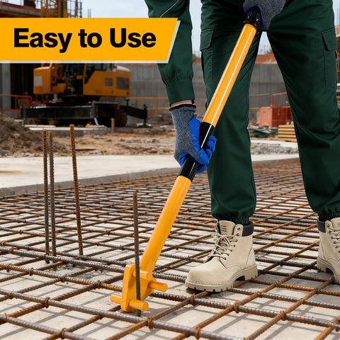 Heavy Duty Manual Rebar Bender Tool For 5/8 Inch Steel Bar And Rope Bending With Anti Skid Grip Sleeve Gloves Perfect For DIY Construction Projects And Industrial Welding Tasks Built To Last in use on construction site.