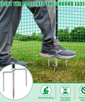 Heavy Duty Portable Temporary Fence 36 Inch Tall, 50 Foot Long Garden Fence for Dogs and Small Animals being installed with metal stakes