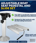 Five Oceans adjustable boat seat pedestal and slide kit by Amazon; marine-grade aluminum, height 19-25 in.