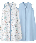 2 Pack Baby Sleep Sack 0-6 Months 0.5 Tog 100 Percent Cotton Wearable Blanket With 2-Way Zipper Lightweight Breathable Sleeping Sack For Newborns Boys And Girls Blue Rockets Design