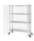 Heavy Duty Chrome Wire Mesh Rolling Security Cage Rock Solid Mobile Storage Locker NSF Certified, 48X18X70 Inch, with swivel casters.