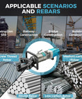 Anbull 7/8 Inch Electric Hydraulic Rebar Bender 1200W Portable Steel Bar Bending Tool For Concrete in use at construction site.