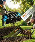 Manual Lawn Aerator With 16 Sharp Spikes In 4x4 Layout Self Cleaning Core Aerator shown in use on grass