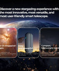 Vespera Pro Smart Telescope With Observation Station, showcasing high-res capabilities against a cosmic background.