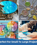 1 Gallon Crystal Clear Epoxy Resin Kit For Coating And Casting No Bubbles Not Yellowing High Gloss Finish UV Resistant used for tabletops, jewelry, coasters, and drawing projects.