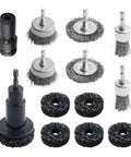 Professional Wheel Hub Cleaning Tool Kit Featuring Steel Wire Brush Cups And Slim Pen Brushes To Scrape Off Caked Brake Dust And Gritty Street Grime From Your Daily Driver - 14 piece set including wire brush cups and emery pads.