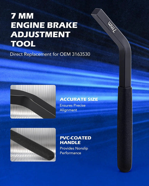 7 mm engine brake adjustment tool with PVC-coated handle, part of Pro Grade 11 Piece Camshaft Timing Tool Set For Cummins ISX QSX X15 Diesel Engines With Gear Puller And Brake Adjustment Tools For On Vehicle Timing And Cam Gear Alignment.
