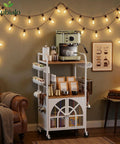 Slick 3 Tier Rolling Coffee Bar Cart For Compact Kitchens Featuring Space Savvy Corner Layout Easy Glide Casters And Nifty K Cup Pod Rack Plus Storage Hooks in cozy living space.
