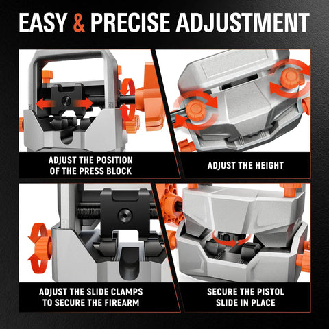 Beefy Manual Dovetail Alignment Pusher Tool With Rotatable Block, Precision Scale, And Smooth Horizontal Travel For Precise Positioning, Heavy Duty Aluminum Frame And Steel Construction, orange