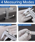 Four measuring modes of 6 Inch Vernier Caliper With Dual Inch And Metric Scale, Stainless Steel Manual Caliper For Precise Measurements