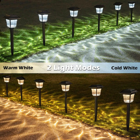 8 Pack Solar Pathway Lights With Two Color Modes Warm White And Cool White Waterproof Outdoor Path Lighting installation