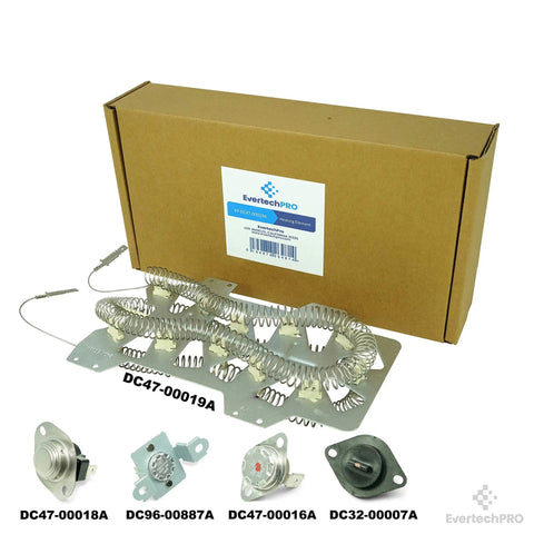 All In One Dryer Heating Element Kit For Samsung And Whirlpool Complete Heater Assembly With Thermostats DC47-00019A box view