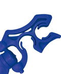 Blue double hose holder clip for scuba diving keeps two low and high pressure hoses secure and tangle free quick snap on design