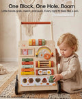 Totally Awesome Wooden Baby Walker And Activity Center With A Pretty Sweet 10 In 1 Sensory Play Console And Built In Tunes For Kickstarting First Steps Super Solid Toddler Push Toy That Makes Learning To Walk Feel Like A Breeze At 18 Months with colorful blocks and sensory features.