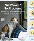 Dog beside Cellular Temperature Monitor With 4G LTE and Humidity Sensor Remote Power Failure Alarm Unlimited Alerts for RV Vacation Home Pet Safety or Server Room 2 Years of Service Included No Fees or WiFi Needed.