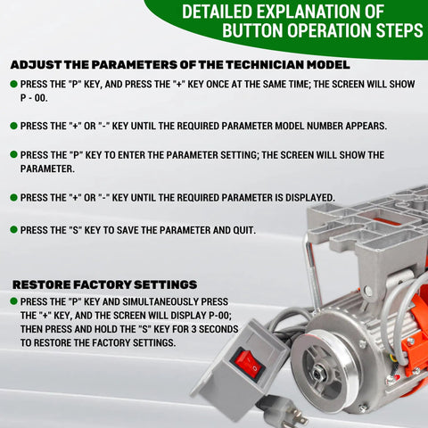 Detailed guide for adjusting parameters on Heavy Duty 750W 110V AC Industrial Sewing Machine Servo Motor Kit controller.