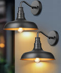 Gooseneck Barn Light Outdoor Wall Lantern Matte Black Exterior Sconce With Gold Interior Vintage Farmhouse Vibe Porch Light