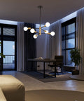 Dope Modern Sputnik 6 Light Chandelier With Adjustable Height In Black And Gold Finish above modern office space