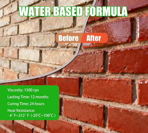 Water based Top Shelf Wet Look Stone Sealer One Gallon Ultra Gloss coverage before and after on brick surface.