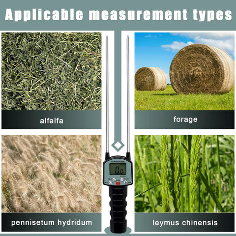 Portable Hay Moisture Tester With Backlit Digital Display, Handy Forage Meter Kit With Bag, Quick Readings For Alfalfa, Leymus Chinensis, And Pennisetum Hydridum, Field Ready Moisture Gauge For Farmers And Ranchers, handheld probe