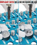 68 In 1 Nut And Bolt Thread Checker Gauge Kit With 52 Size Identifiers All In One Pro Grade Standard And Metric Bolt Gauges Drill Bit Gauge Nut Finder For Quick Bolt Sizing From M2 To M24 And From 2 56 To 1 12, showing close-up of nut finder in use.