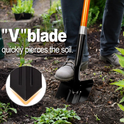 Heavy Duty Trench Shovel With Fiberglass Handle 58 Inch Length High Carbon Steel Blade With Rust Resistant Coating in garden use
