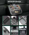 Pro Grade ELRS FPV Radio Transmitter with OpenTX EdgeTX support, CNC Hall gimbals, foldable T antenna, OLED display, detailed design