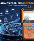 All In One OBD2 Scanner with Battery Tester, Live Data, Fault Code Reader, Cloud Printing, visible buttons and digital display