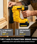 Zero Sweat 2 In 1 Cordless Brad Nailer Compatible With 20V Lithium Ion Batteries featuring ergonomic design for trim carpentry.