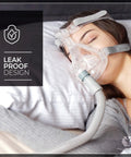 Woman using Universal 19mm CPAP Tubing Hose, 6 Foot Long, 72 Inches, 22mm End Connectors On Both Ends, Fits Most Masks