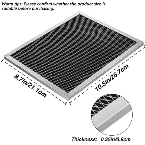 3 Pack Range Hood Filter Replacement 8.7 X 10.5 Inch Aluminum Charcoal Combo Filter for Broan size diagram