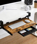 Under Desk Keyboard Tray 19.7 X 12.2 Inches With C Clamp, Sliding Keyboard Drawer For Small Desks, space saver in wood finish
